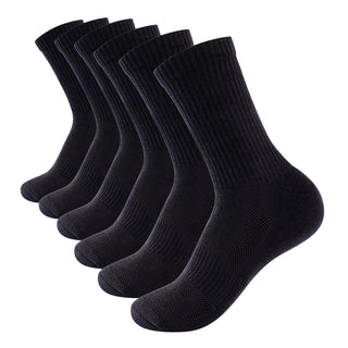 Mens 6 Pack Half Terry Sports Socks (Black)
